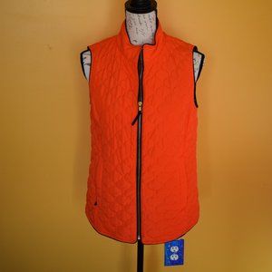 Orange Crown & Ivy Puffer Vest Small quilted pattern